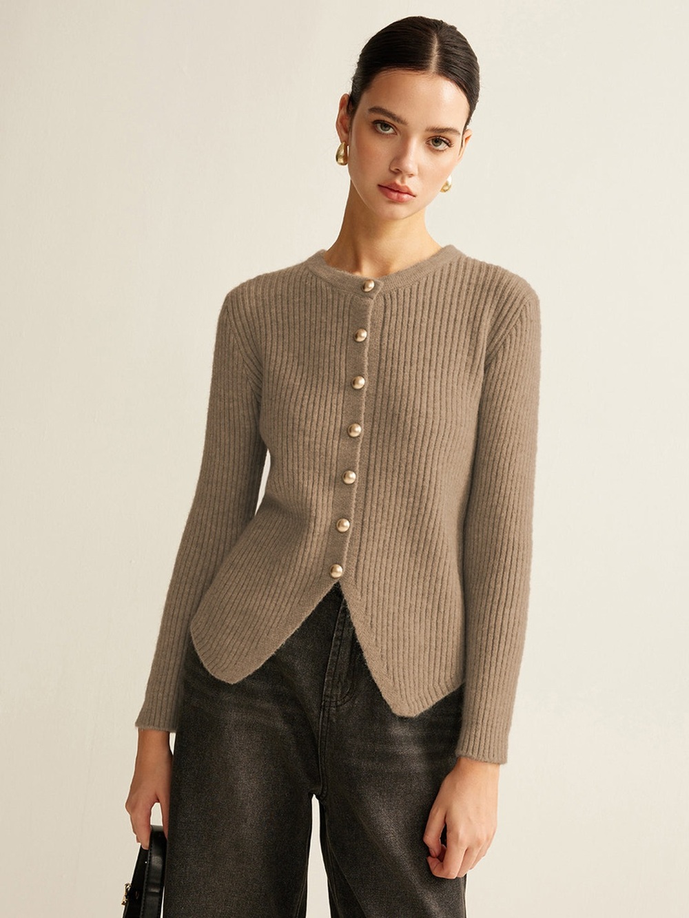 Commense Button Down Split Cardigan in Camel size Small. New with tag
